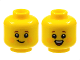 Part No: 3626cpb2960  Name: Minifigure, Dual Sided Child Reddish Eyebrows, Bright Light Orange Cheek Circles, Lopsided Grin / Open Smile Pattern - Hollow Stud