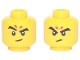 Part No: 3626cpb2987  Name: Minifigure, Head Dual Sided, Black Eyebrows and Eyes with White Pupils, 2 Red Spots, Eyebrow Raised Smirk / Angry Pattern - Hollow Stud