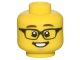 Part No: 3626cpb3027  Name: Minifigure, Head Dark Brown Eyebrows, Black Rectangular Glasses, Open Mouth Smile, White Teeth, Chin Dimple Pattern - Hollow Stud