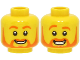 Part No: 3626cpb3044  Name: Minifigure, Head Dual Sided Orange Eyebrows and Beard, Smile with Teeth / Large Smile and Raised Eyebrow Pattern - Hollow Stud