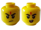 Part No: 3626cpb3070  Name: Minifigure, Head Dual Sided Black Eyebrows, Red Forehead Mark, Frown / Small Open Smile with Teeth and Tongue Pattern - Hollow Stud