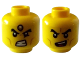 Part No: 3626cpb3072  Name: Minifigure, Head Dual Sided Black Thick Eyebrows, Cheek Lines, Bared Teeth with Forehead Jewel / Open Mouth with Red Tongue Pattern - Hollow Stud