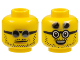 Part No: 3626cpb3076  Name: Minifigure, Head Dual Sided Black and Gold Sunglasses, Stubble, Neutral / Open Mouth Smile with Raised Lenses Pattern - Hollow Stud