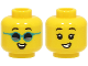 Part No: 3626cpb3083  Name: Minifigure, Head Dual Sided Child, Black Eyebrows, Open Mouth Smile with Teeth, with / without Dark Turquoise Glasses Pattern - Hollow Stud