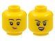 Part No: 3626cpb3086  Name: Minifigure, Head Dual Sided Child Female Black Eyebrows, Peach Lips, Lopsided Grin / Open Smile with Teeth Pattern - Hollow Stud