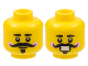Part No: 3626cpb3090  Name: Minifigure, Head Dual Sided, Black Eyebrows, Curly Moustache, Van Dyke Beard, Bright Pink Cheeks, Neutral / Smile with Teeth Pattern - Hollow Stud