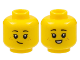Part No: 3626cpb3095  Name: Minifigure, Head Dual Sided Child Female Black Eyebrows, Medium Nougat Freckles, Lopside Grin / Small Smile with Teeth Pattern - Hollow Stud