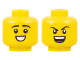 Part No: 3626cpb3176  Name: Minifigure, Head Dual Sided Black Eyebrows, Smile with Teeth / Angry with Teeth and Tongue Pattern - Hollow Stud