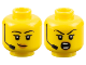 Part No: 3626cpb3178  Name: Minifigure, Head Dual Sided Female Black Eyebrows and Headset, Medium Nougat Lips, Lopsided Grin / Shouting Pattern - Hollow Stud