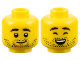 Part No: 3626cpb3181  Name: Minifigure, Head Dual Sided Black Eyebrows and Stubble, Grin / Closed Eyes, Open Mouth Smile with Top Teeth Pattern - Hollow Stud