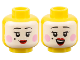 Part No: 3626cpb3183  Name: Minifigure, Head Dual Sided Female White Face, Black Eyebrows, Beauty Mark, Bright Pink Circles on Cheeks, Red Lips, Grin / Open Mouth Smile with Top Teeth Pattern - Hollow Stud