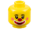 Part No: 3626cpb3199  Name: Minifigure, Head Clown Black Eyebrows, Coral Cheeks, Red Nose and Large Mouth Makeup Pattern - Hollow Stud (BAM)