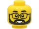 Part No: 3626cpb3228  Name: Minifigure, Head Black Eyebrows, Glasses and Full Beard, Open Mouth Smile Pattern - Hollow Stud