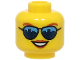 Part No: 3626cpb3326  Name: Minifigure, Head Dark Orange Eyebrows and Lips, Sunglasses with Dark Blue Skyline Reflections, Open Mouth Smile with Teeth Pattern - Hollow Stud (BAM)