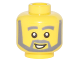 Part No: 3626cpx288  Name: Minifigure, Head Dark Bluish Gray Thick Eyebrows, Angular Beard and Thick Sideburns, Lopsided Open Mouth Smile with White Teeth Pattern - Hollow Stud