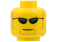 Part No: 3626cpx299  Name: Minifigure, Head Glasses with Dark Blue Sunglasses, Closed Mouth, Light Brown Sideburns and Goatee Pattern - Hollow Stud