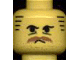 Part No: 3626pab  Name: Minifigure, Head Moustache Brown Bushy, Stubble, Under-Eyes Wrinkles, Stripe Sideburns Pattern