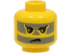 Part No: 3626pac  Name: Minifigure, Head Black Eyebrows, Dark Gray Face Paint Stripes, Angry Frown Pattern