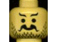 Part No: 3626pb0018  Name: Minifigure, Head Moustache Curly and Split, Short Wavy Eyebrows, Stubble Pattern