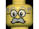 Part No: 3626pb0030  Name: Minifigure, Head Moustache Large Gray, Gray Eyebrows, and Large Glasses Pattern