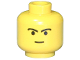 Part No: 3626pb0039  Name: Minifigure, Head Male Straight Small Smile and Black Curved Eyebrows Pattern
