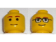 Part No: 3626pb0044  Name: Minifigure, Head Dual Sided Brown Eyebrows, No Glasses / Glasses Pattern