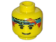 Part No: 3626pb0100  Name: Minifigure, Head Male Headband Blue with Eyebrows Pattern