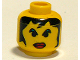Part No: 3626pb0109  Name: Minifigure, Head Female with Red Lips Large, Green Eyebrows, and Long Hair Pattern