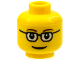 Part No: 3626pb0122  Name: Minifigure, Head Glasses Rectangular, Brown Thin Eyebrows, Smile Pattern