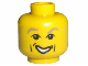 Part No: 3626pb0128  Name: Minifigure, Head Male HP Gilderoy with Light Brown Eyebrows, Cheek Dimple, Open Mouth Smile Pattern