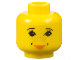 Part No: 3626pb0160  Name: Minifigure, Head Female with Black Thin Eyebrows, Eyelashes, and Dimples, Earth Orange Freckles and Lips, Smile Pattern