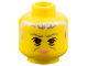 Part No: 3626pb0168  Name: Minifigure, Head Female Dark Gray Eyebrows and Cheek Lines, Black Eyelids, Light Gray Hair, Peach Lips, Neutral Pattern