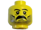 Part No: 3626pb0172  Name: Minifigure, Head Moustache and Stubble Pattern, White Pupils, Eyebrows
