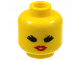 Part No: 3626pb0175  Name: Minifigure, Head Female with Black Eyes with Thick Eyelashes, Red Lips, Open Mouth Pattern
