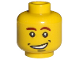 Part No: 3626pb0181  Name: Minifigure, Head Reddish Brown Thick Eyebrows, Dimples and Chin Dimple, Lopsided Open Mouth Smile with Teeth Pattern