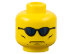 Part No: 3626pb0191  Name: Minifigure, Head Glasses with Blue Sunglasses, Grim Face with Cheek Lines Pattern