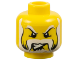 Part No: 3626pb0239  Name: Minifigure, Head Black and White Eyebrows, Moustache, and Full Beard, Lopsided Angry Bared Teeth Pattern