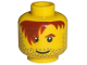 Part No: 3626pb0266  Name: Minifigure, Head Male Red-Brown Hair over Eye, One Eyebrow, Stubble, White Pupils Pattern