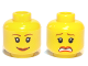 Part No: 3626pb0271  Name: Minifigure, Head Dual Sided Female Brown Eyebrows, Scared / Smile Pattern