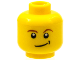 Part No: 3626pb0278  Name: Minifigure, Head Reddish Brown Eyebrows, White Pupils, Lopsided Smile with Black Dimple Pattern