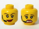 Part No: 3626pb0295  Name: Minifigure, Head Dual Sided Female Red Lips, Headset, Scared / Smile Pattern
