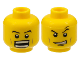 Part No: 3626pb0358  Name: Minifigure, Head Dual Sided Power Miner Thin Eyebrows, Cheek Lines, Determined / Open Mouth Grin with Teeth Pattern