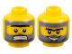 Part No: 3626pb0359  Name: Minifigure, Head Dual Sided Black Bushy Unibrow, Chin Dimple, Scar, Dark Bluish Gray Dirt Stains, Clenched Teeth / Open Mouth Smile Pattern