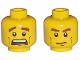 Part No: 3626pb0396  Name: Minifigure, Head Dual Sided Reddish Brown Thick Eyebrows, Black Cheek Lines and Chin Dimple, Scared Open Mouth with Top Teeth / Stern Pattern