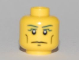 Part No: 3626pb0463  Name: Minifigure, Head Blue Eyebrows, Vertical Cheek Lines, Slight Frown, Chin Dimple and White Pupils Pattern