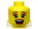Part No: 3626pb0464  Name: Minifigure, Head Female Black Thin Eyebrows, Eyelashes, Dark Pink Eye Shadow and Lips, Beauty Mark, Open Mouth Smile with Top Teeth and Red Tongue Pattern