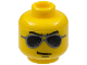 Part No: 3626pb0468  Name: Minifigure, Head Glasses with Black and Silver Sunglasses, Chin Dimple Pattern