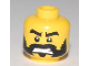 Part No: 3626pb0470  Name: Minifigure, Head Beard Black with Ragged Edges, Black Eyebrows, Bared Teeth Pattern
