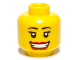 Part No: 3626pb0502  Name: Minifigure, Head Female with Black Eyebrows, Eyelashes, Red Lips, Wide Open Mouth Smile with Teeth and Dimples Pattern