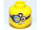 Part No: 3626pb0518  Name: Minifigure, Head Light Bluish Gray Eyebrow and Bushy Moustache, Upper Eyelid, Goggles with Viewing Apparatus, Small Grin Pattern